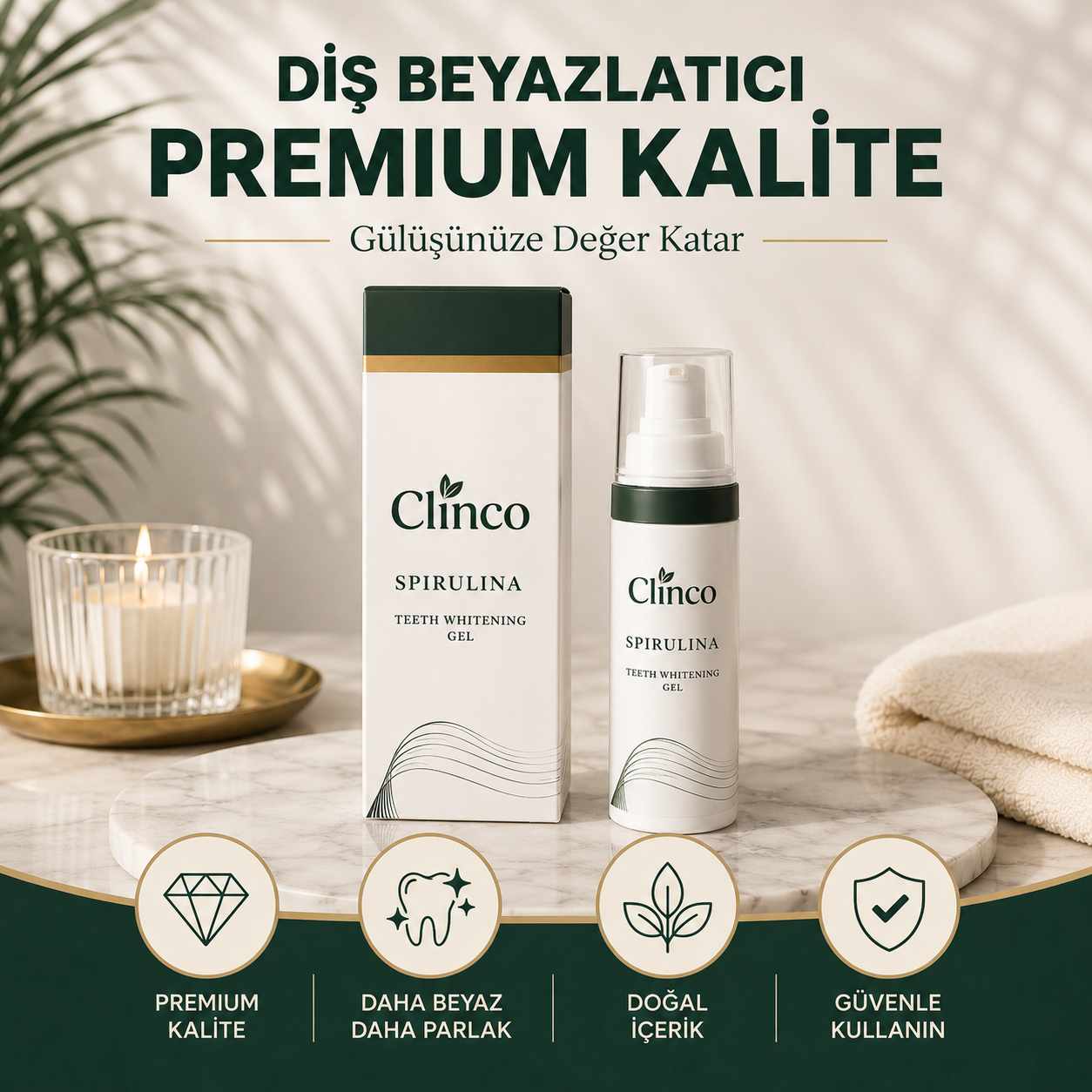 Clinco Spirulina Diş Beyazlatıcı Yeşil Jel - Premium Serisi