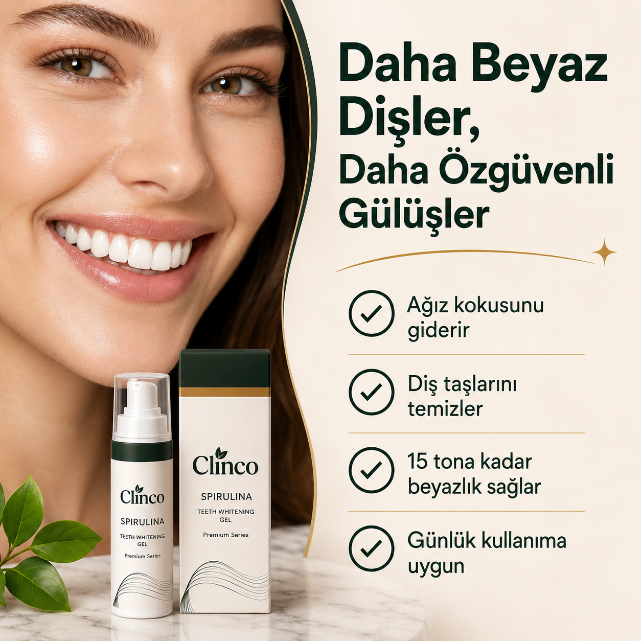 Clinco Spirulina Diş Beyazlatıcı Yeşil Jel - Premium Serisi