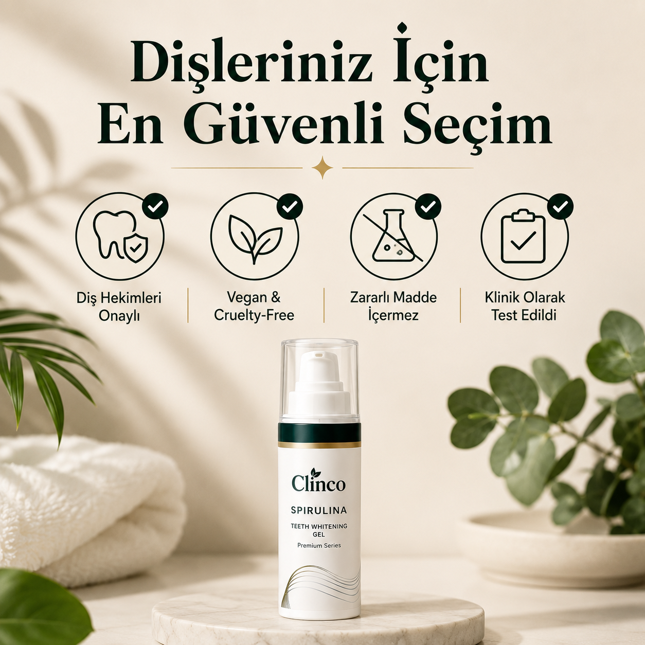 Clinco Spirulina Diş Beyazlatıcı Yeşil Jel - Premium Serisi