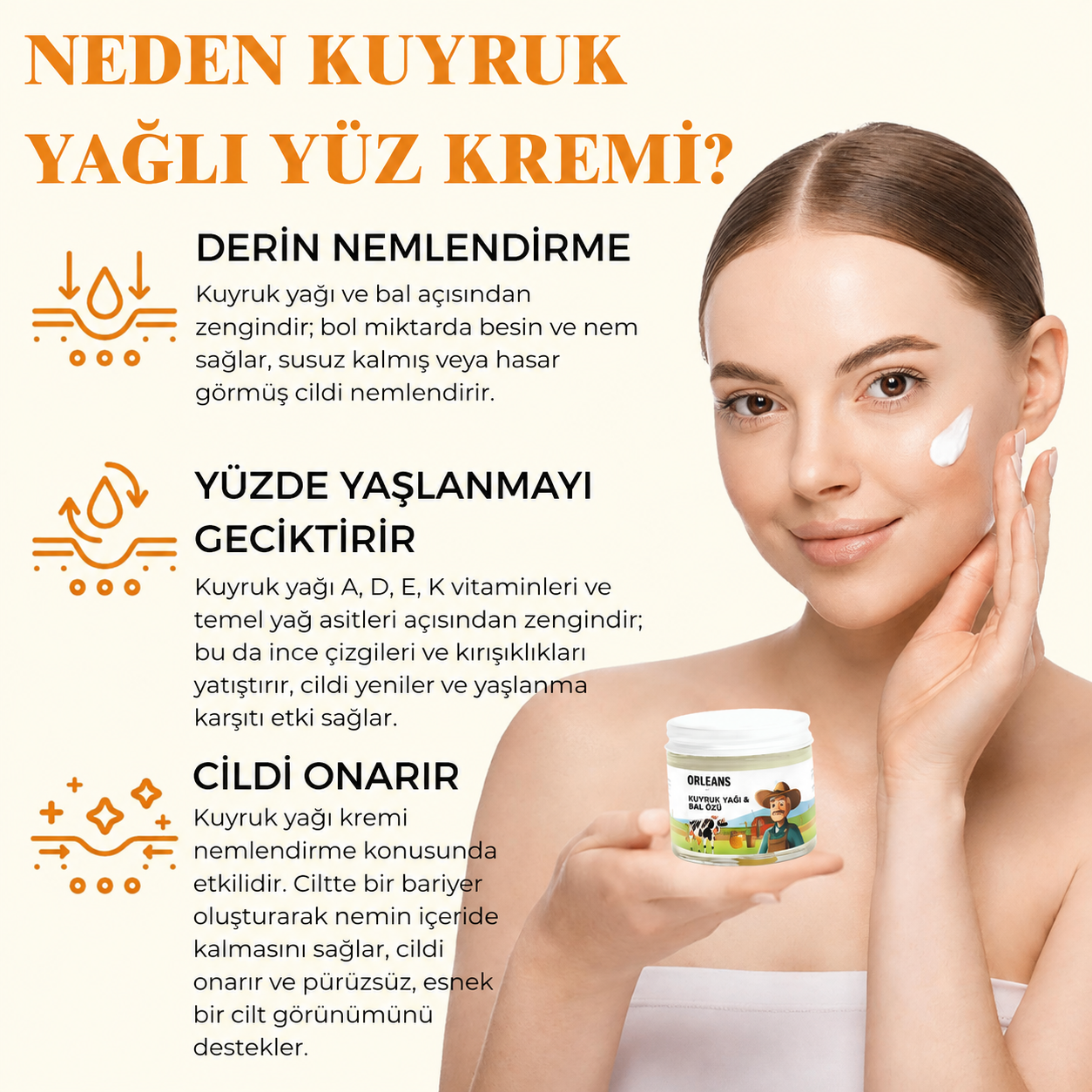 Orleans® Kuyruk Yağı & Bal Özü Krem